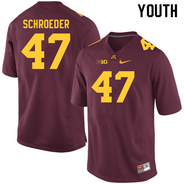 Youth #47 Wyatt Schroeder Minnesota Golden Gophers College Football Jerseys Sale-Maroon - Click Image to Close